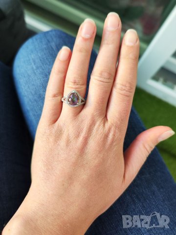 Дамски 925 сребърен пръстен Цвят хамелеон Голям разме Диаметър 18,27мм, снимка 6 - Пръстени - 40549711