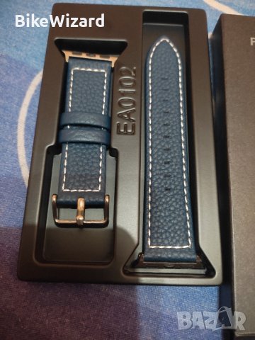 FullMosa кожена каишка синя за Apple Watch 38/40/41 НОВА, снимка 1 - Каишки за часовници - 42285911