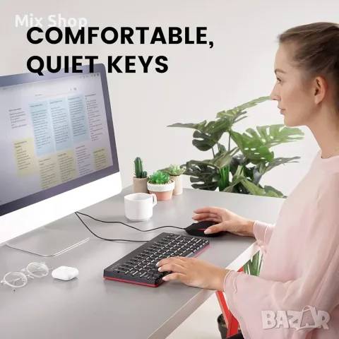 Нова Жична мини клавиатура Perixx PERIBOARD-422 с USB-C и конектор USB Type-C, снимка 6 - Друга електроника - 55803812