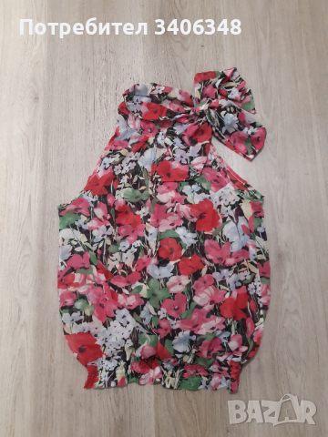 Флорална блуза, шифон. Размер L., снимка 6 - Корсети, бюстиета, топове - 43030431