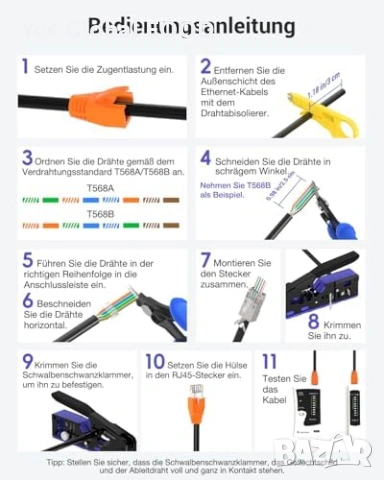 VCELINK мрежов комплект RJ45 клещи + тестер, снимка 6 - Друга електроника - 53441715