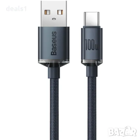 Baseus Crystal Shine Series CAJY000401 Кабел USB-A към USB-C 100W 1.2m Черен, снимка 2 - USB кабели - 49467291
