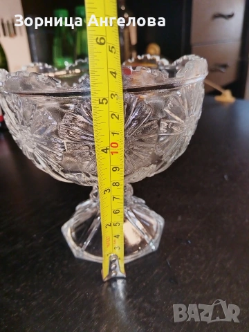 Стара Стъклена бонбониера. Размерите са на снимките. , снимка 5 - Други ценни предмети - 53663281