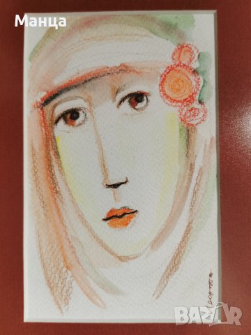 Стара картина акварел, снимка 3 - Антикварни и старинни предмети - 39429422