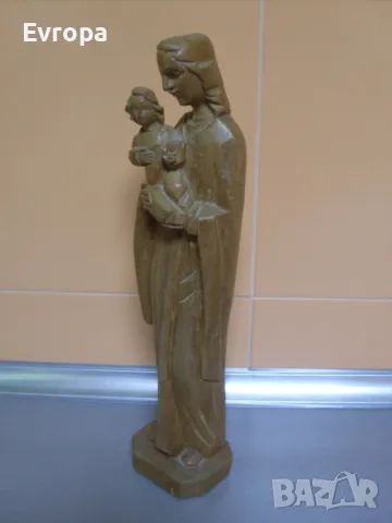 Дървена статуетка, пластика- "Дева с младенец". , снимка 5 - Статуетки - 49476364