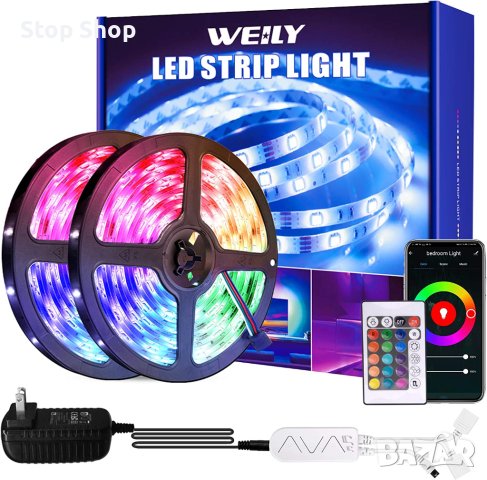 WEILY WiFi Led Strip Lights 2x15m Гъвкаво променящ се цвят RGB Phone Control Smart Led Light Str, снимка 1 - Лед осветление - 40840713