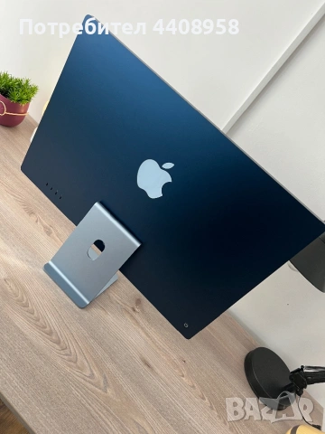 Apple iMac M1 24 инча, 8C CPU/8C GPU/8GB/256GB (син), снимка 2 - Работни компютри - 53192449
