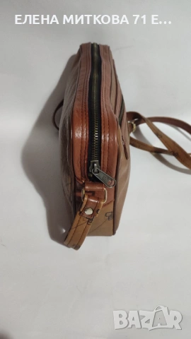 Кожена дамска чанта от Ashley Brooke в кафяв цвят, снимка 6 - Чанти - 52314150