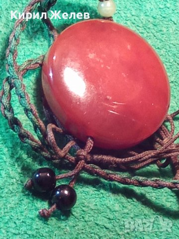 ОГРОМЕН НАТУРАЛЕН КАРНЕОЛ АРТ МЕДАЛЬОН БИЖУ 14906, снимка 4 - Колиета, медальони, синджири - 30652713