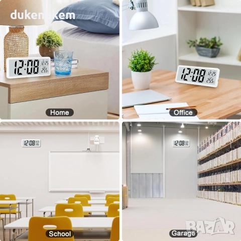 Дигитален стенен часовник, големи цифри, температура, безшумен, снимка 6 - Декорация за дома - 52812499