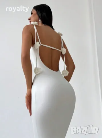 Дълга рокля с декорация на цветя 🥥, снимка 2 - Рокли - 49236320