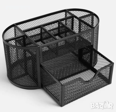 Метален мрежест органайзер за бюро с 9 отделения, 22 x 11 x 10 см, снимка 2 - Органайзери за бюро - 55959886