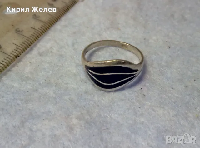 ЕЛЕГАНТЕН ЕМАЙЛИРАН СРЕБЪРЕН ВИНТИДЖ АРТ ПРЪСТЕН СРЕБРО 925 ПРОБА РЪЧНА РАБОТА 48262, снимка 3 - Пръстени - 49757798