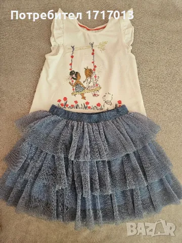 Синя пола и бяла тениска комплект Topolino, размер 104