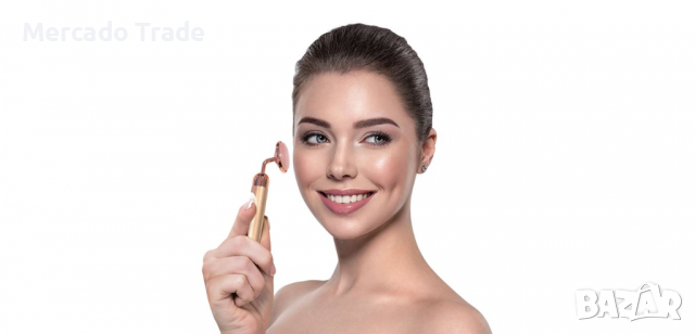 Уред за вибриращ масаж и розов кварцов камък