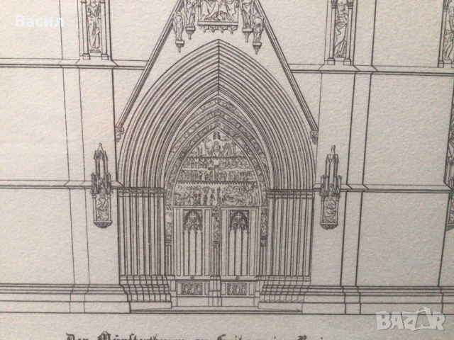 графика чертеж на катедрала, снимка 12 - Картини - 36287065