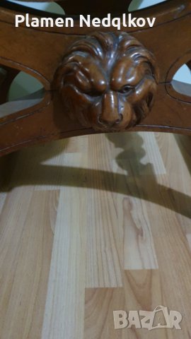 Масивен стар стол със орнаменти,глава и крака на лъв, снимка 10 - Столове - 39663658