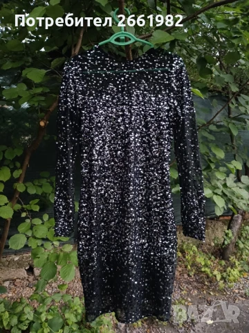 Официална черна рокля с пайети , снимка 4 - Рокли - 50827554