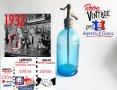 Винтидж син сифон за вода, френски, декоративно стъкло 1932 г., снимка 1 - Антикварни и старинни предмети - 39146116