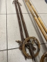 Старинни дървени щеки за ски с кожени каишки – комплект, снимка 2