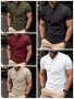 Мъжка тениска Henley Neck с копчета и яка, 5цвята , снимка 1