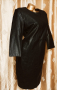 М/ L Черна рокля от кожа и стегнато трико с дълъг ръкав, снимка 3