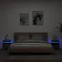 vidaXL Нощни шкафчета с LED осветление, 2 бр, черни, 40x39x48,5 см, снимка 2