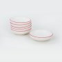 Комплект 6 купа за закуска/сос, Keramika, керамични, Бял, Червени райета, 13 cm, снимка 2