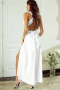 Дълга елегантна дамска рокля в бяло, с цепка и ефектен гръб, снимка 7