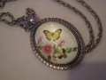 медальон винтидж стил пеперуда и цветя, снимка 1 - Антикварни и старинни предмети - 38849959