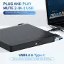 Външно Blu-ray устройство, преносим Blu-ray плейър и записвачка за CD/DVD – USB 3.0 и Type-C четец , снимка 3