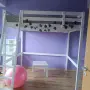IKEA двуетажно с надстройка легло с матрак и под матрак. Материал дърво, снимка 1