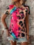 Дамска тениска с кръгло деколте и къс ръкав с леопардов принт, 4цвята , снимка 18