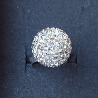 Сребърен пръстен топка с кристали "Swarovski"® / проба 925 и Житен клас , снимка 3 - Пръстени - 26286330