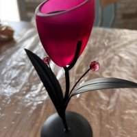 Продавам декоративен свещник ковано желязо и цветно стъкло, снимка 3 - Други - 40568383