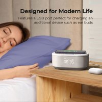 i-box Bedside Radio Alarm Clock with USB Charger, Bluetooth Speaker, QI Wireless Charging, Dual Alar, снимка 2 - Друга електроника - 40884751