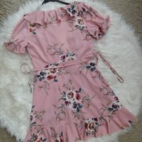 КРАСИВА розова рокля на цветя  тип "прегърни ме", снимка 5 - Рокли - 41549371