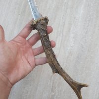 Стар ръчно направен нож острие с рогова дръжка , снимка 4 - Колекции - 42272886