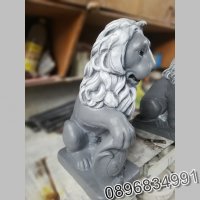 Лъв от бетон. Статуя Фигура за Декорация - сив цвят, снимка 2 - Градински мебели, декорация  - 35852455