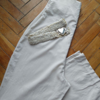 Дамски копринен панталон с висока талия / еластична материя, голям размер , снимка 2 - Панталони - 36302203