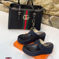 Gucci чехли на платформа и чанта, снимка 2 - Чехли - 41262960