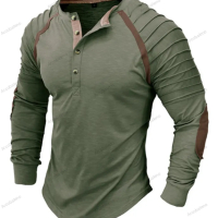 Нова мъжка спортна тениска с яка и дълги ръкави Henry, 2цвята , снимка 6 - Тениски - 44623596