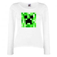 Дамска тениска Creeper Face 2 майнкрафт Minecraft,Игра,Забавление,подарък,Изненада,Рожден Ден., снимка 4 - Тениски - 36520628
