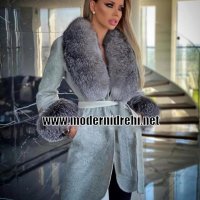 Дамско луксозно палто кашмир вълна и лисица код 194, снимка 1 - Палта, манта - 34637037