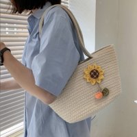 Плетена дамска чанта тип кошница White, снимка 3 - Чанти - 41477355