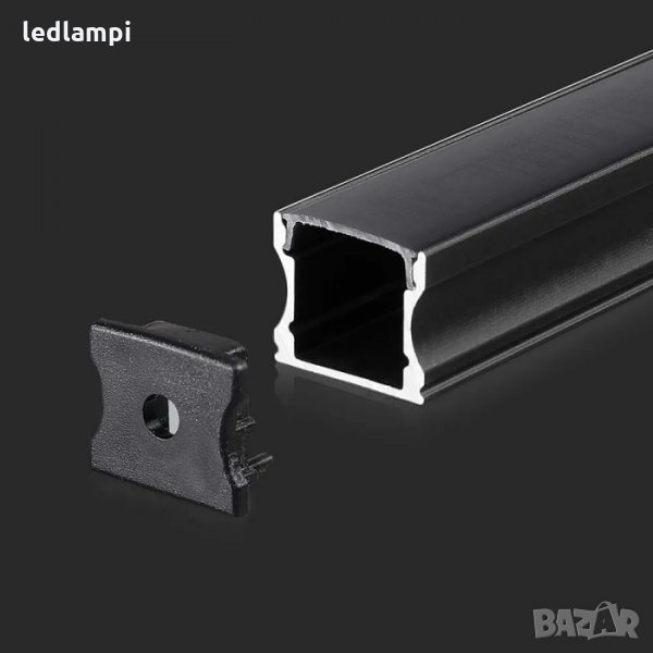 Алуминиев Профил Черен За LED Лента 2000х17,2x14,4mm MILKY, снимка 1