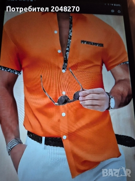 Нова Модна Мъжка риза Елегантна Портокалово оранжев цвят , снимка 1