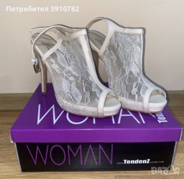 Бежови обувки на висок ток, 38 номер, снимка 1