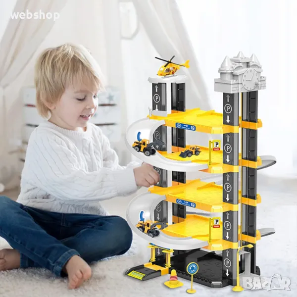 Детска писта 5 етажен паркинг гараж с машини и аксесоари комплект 63 бр, снимка 1