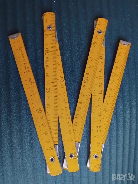 Стар дървен сгъваем български метър - качество от едно време, снимка 1